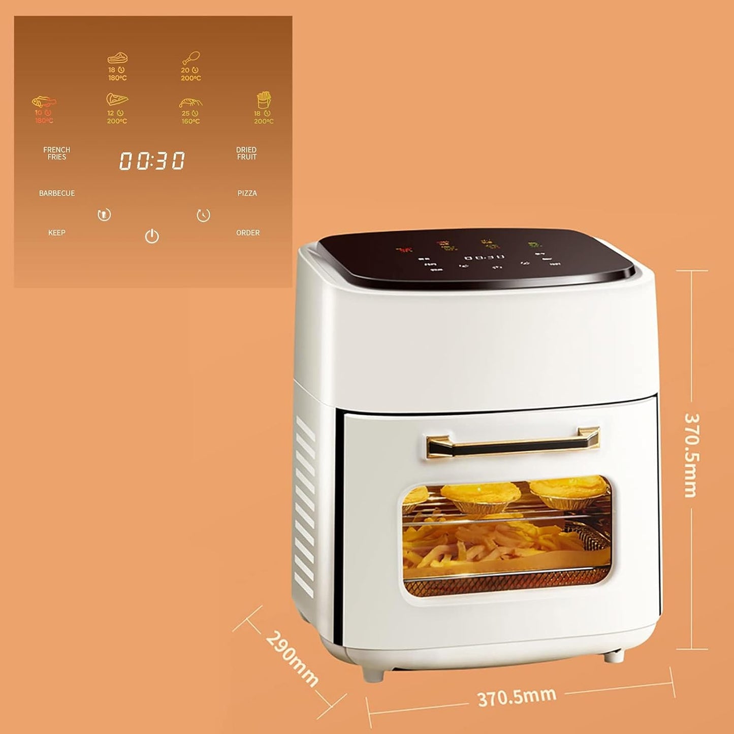 15L Digital Air Fryer Oven With Rapid Air Circulation Oil Free LED Screen Nonstick Basket 60-Minute Timer&Temperature 1400W Black (Color : White)