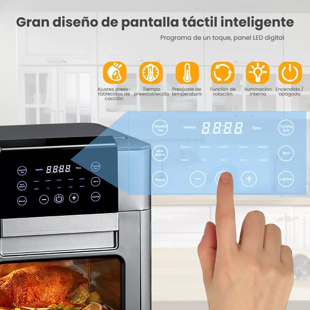 Johnson Lux 12L Air Fryer Large Convection Toaster Oven Air Fryer with Digital LCD Touch Screen 10 in 1 Oilless Cooker