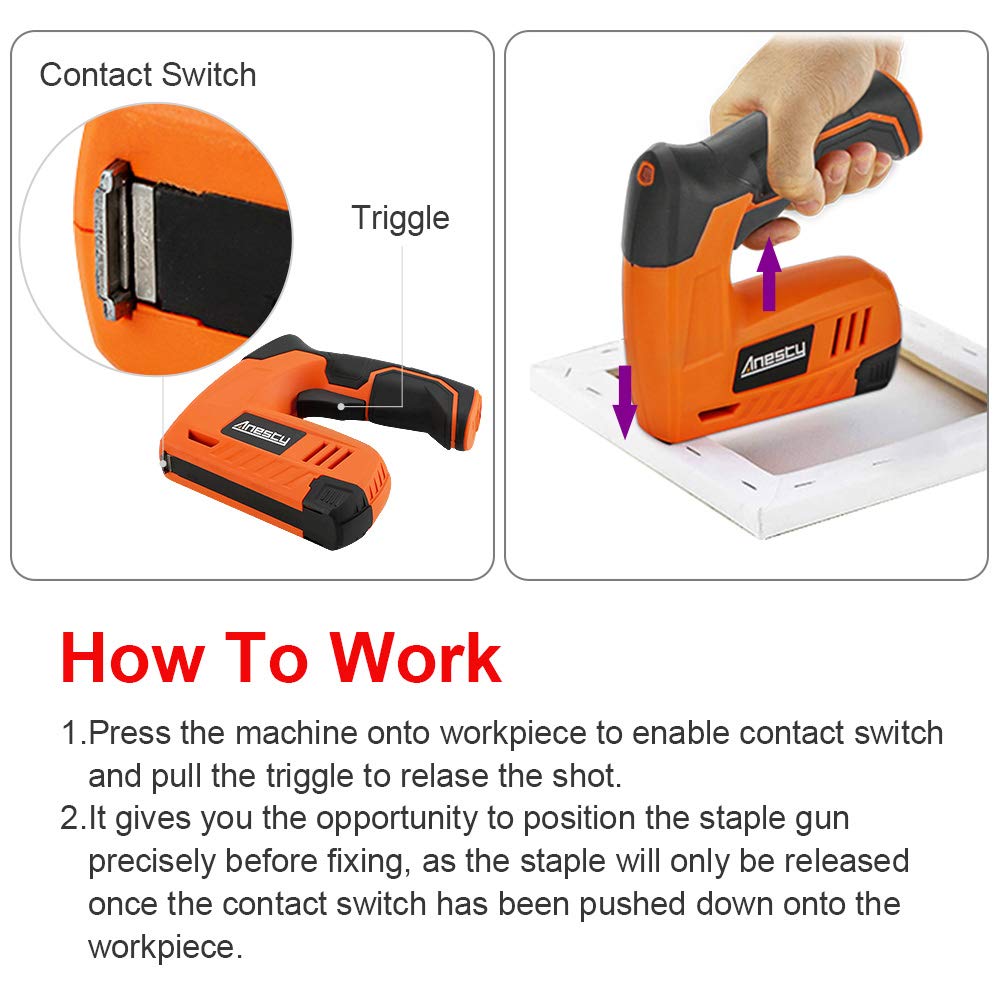 Cordless Staple Gun, 2in1 Electric Stapler & Nailer, Rechargeable Stapler/Tacker, with 2000pcs 10mm Nails and 2000pcs 10mm Staples [Small, Lightweight, Compact]