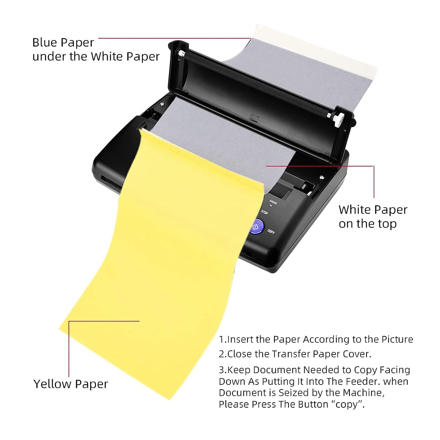 Sacnahe Tattoo Transfer Stencil Machine Copier Printer Thermal Tattoo Kit Copier Printer Black (2023 Update Version)