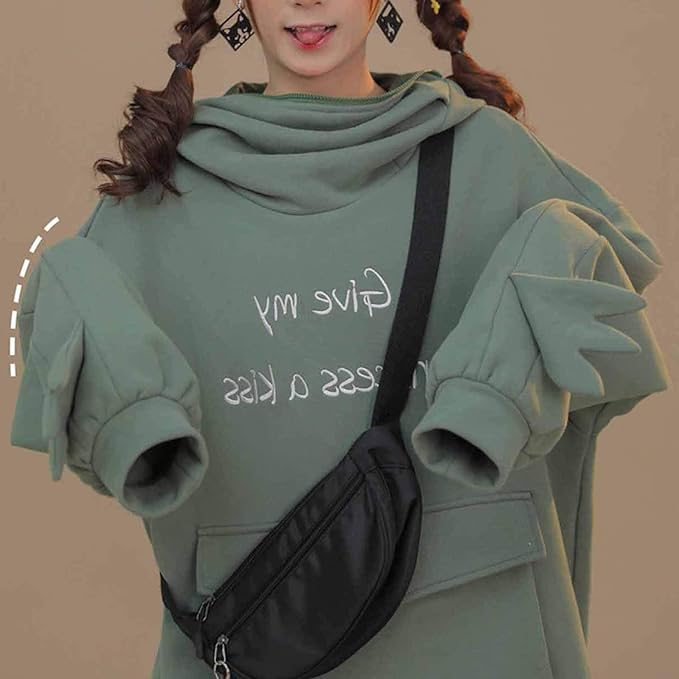 Franterd Hoodies Sweatshirts Womens Teens Girl Cute Pattern Cosplay Stitching Three-Dimensional Design Pocket Pullover