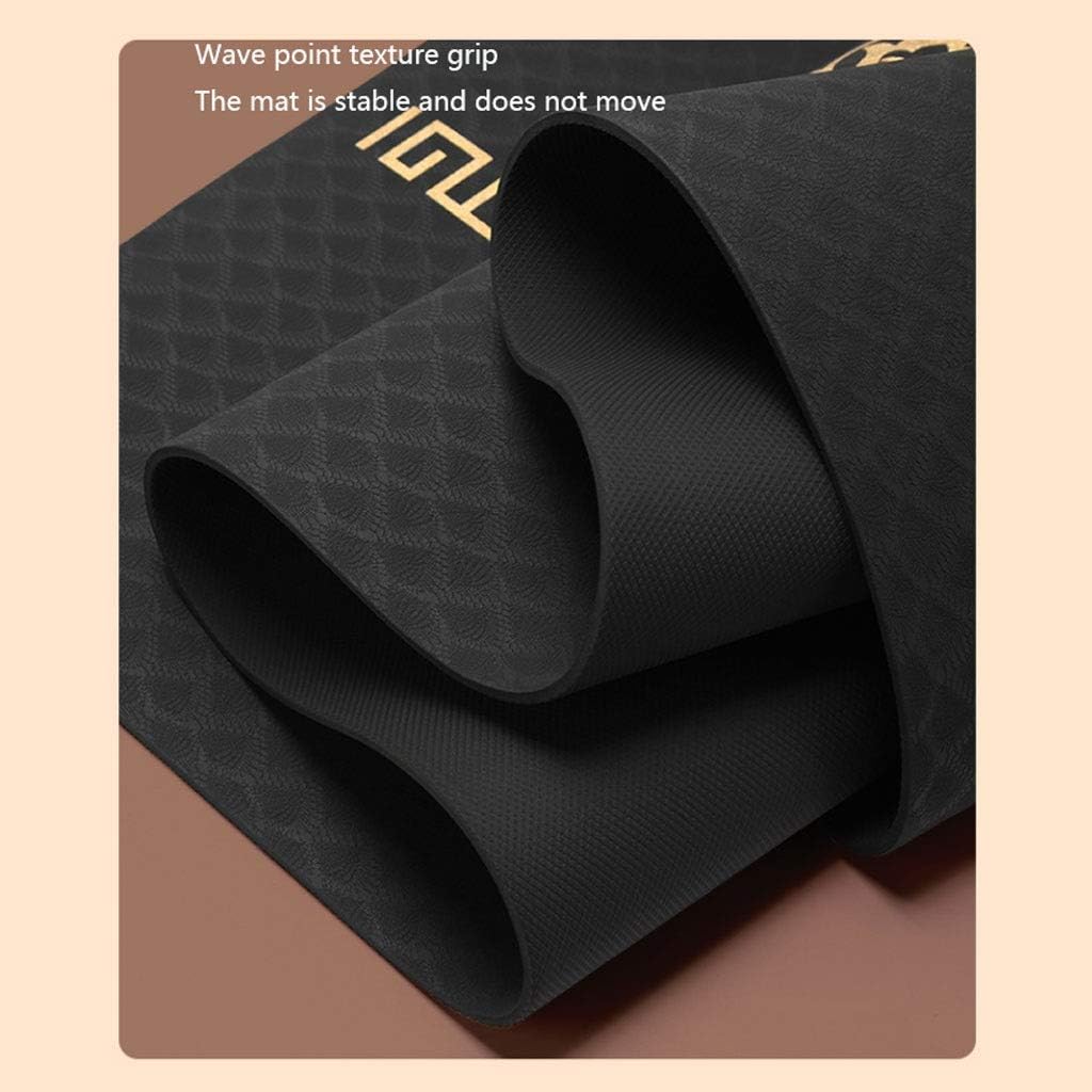 Yoga Mat Black Gold Line Yoga Mat TPE 183 * 68cm*6mm Extended Thicken Workout Mat High Density Home Use Gym Fintess Euipment Fitness Exercise Mat (Color : B)