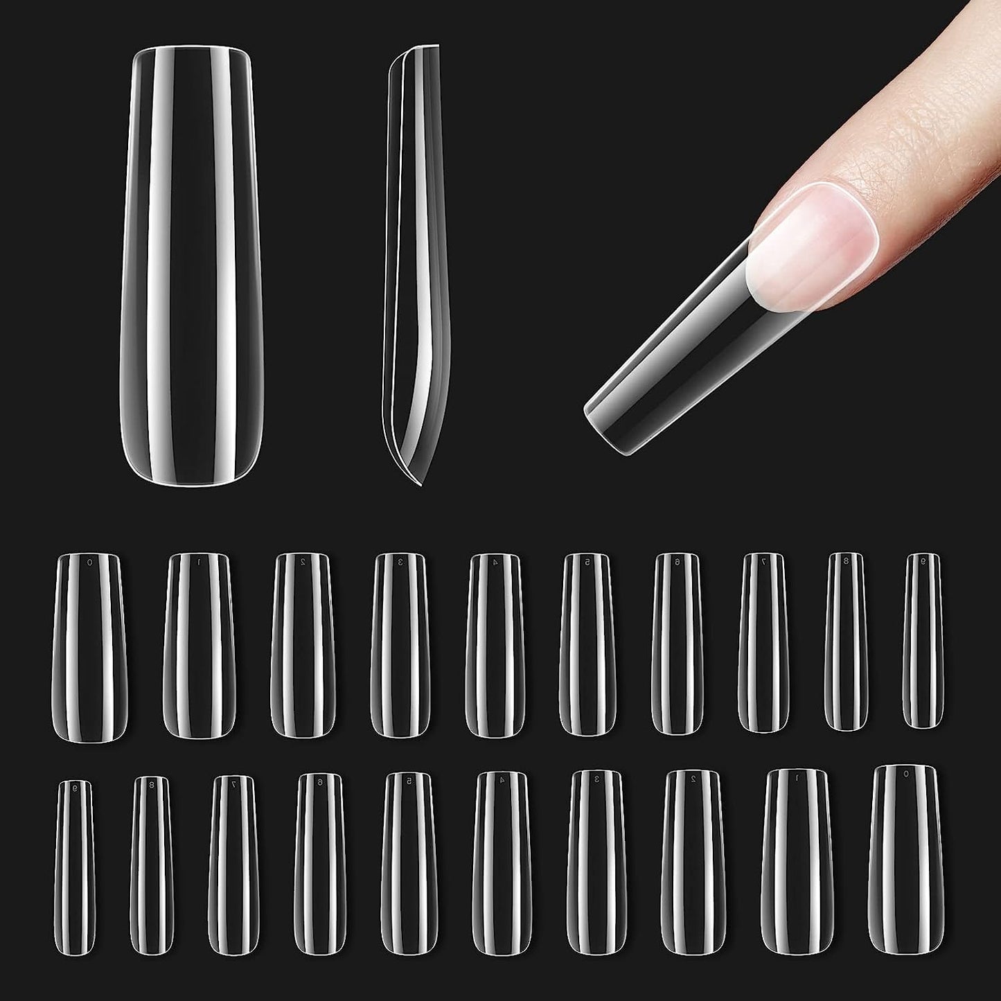 Beetles Gel Nail Kit Soft Gel Nail Tips, 500Pcs Pre-shaped Gelly Tips Square Long Clear Press on Nail Tips Full Cover False Nails for Gel Art , Soak Off Easy Nail Extensions Acrylic Nails Poly Nail Extension