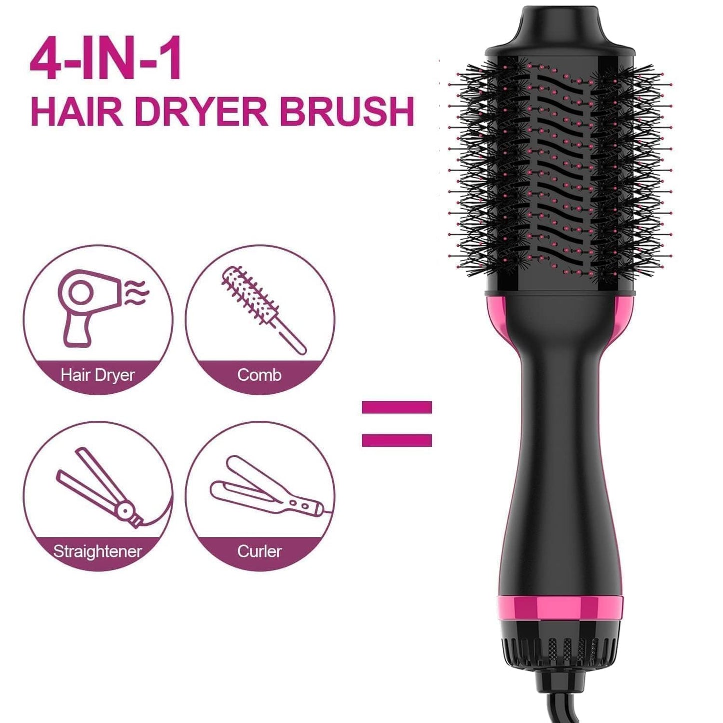 One Step Hot Air Brush 4 in 1 Hair Dryer And Styler Volumizer For Women Straightening, Curling, Salon Negative Ion Ceramic Blow Dryer Brush For All Hair Types, 1200WAtts, Multicolour