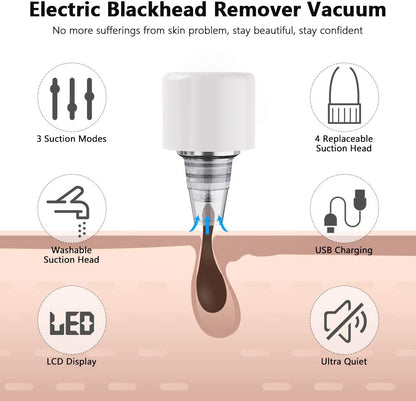 Blackhead Remover DIOZO Professional Pore Vacuum Rechargeable Blackhead Remover Vacuum Pore Cleaner with 3 Adjustable Suction Power 4 Replacement Probes for Removing Blackhead,Spot,Acne