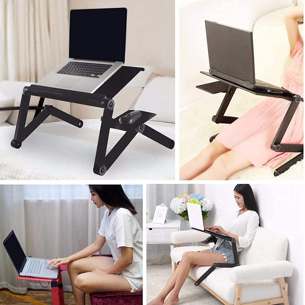 Laptop Stand,T8 Adjustable Laptop Table for Bed Portable Lap Desk Foldable Laptop Workstation Notebook Riser with Mouse Pad Side Ergonomic Computer Tray Reading Holder TV Bed Sofa Desk