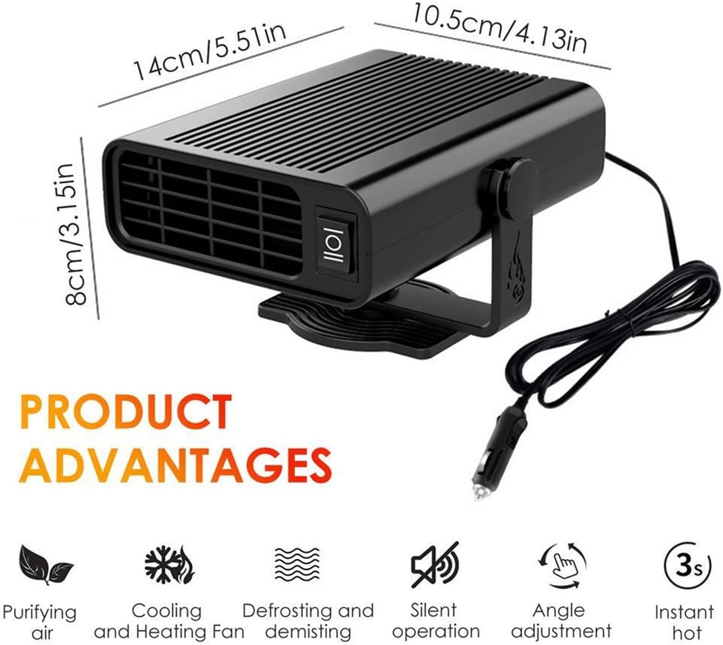 Car Defroster Defogger 12V/24V 120w Portable Car Heater Defrost Defroster Defogger Cooling and Heating Fan Warm Air Blower for Truck (Color Name : 12V White)