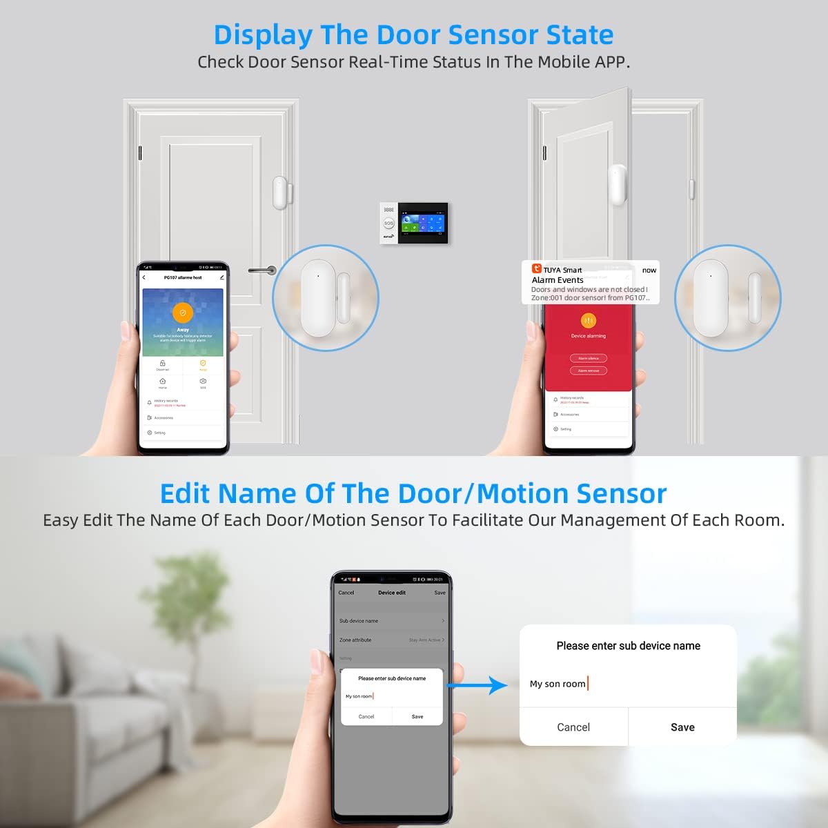 PG107 Wireless 4.3 Inch Full Touch Screen Home Alarm System. Works with Alexa and Google for Home, Apartment etc