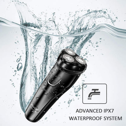 Electric Rotary Shaver,FLYCO Electric Shaver Wet & Dry Rotary Shavers for Men 100% Waterproof Rotary Razor Three independently-Floating Heads with The Pop-up Trimmer (Black)