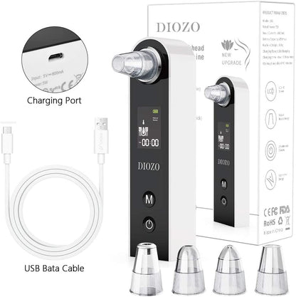 Blackhead Remover DIOZO Professional Pore Vacuum Rechargeable Blackhead Remover Vacuum Pore Cleaner with 3 Adjustable Suction Power 4 Replacement Probes for Removing Blackhead,Spot,Acne