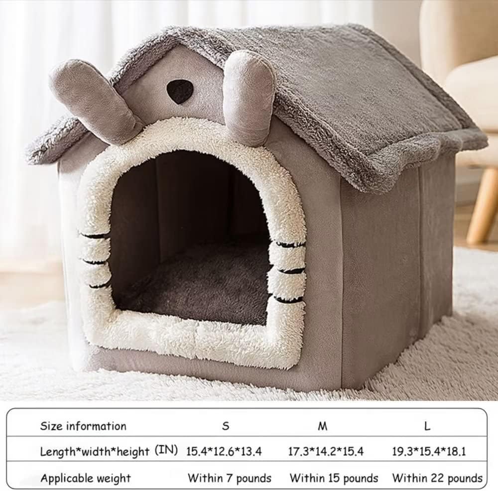 Indoor Dog House Warm Dog House Soft Pet Bed Tent House Modeling Dog Kennel Cat Bed with Removable Cushion Suitable for Small and Medium-Sized Dogs and Cats（Gray M Code）