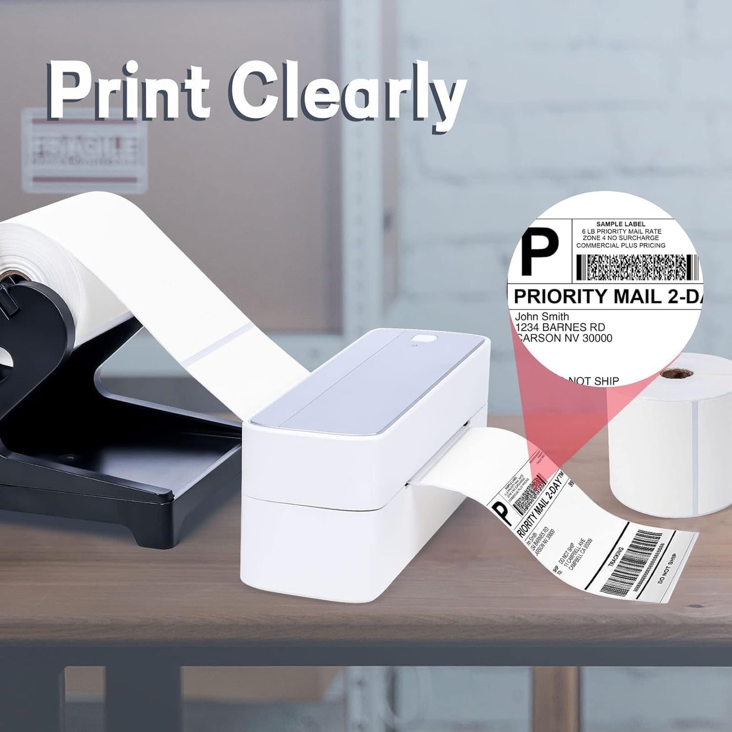 250pcs Thermal Shipping Address Labels - Direct Thermal Shipping Labels 4"x6" / 4"x5" / 4"x8" for Label Printer - Address Label Paper Compatible with MUNBYN, Rollo, and Other Thermal Printer, 1 Pack(250 Roll/Pack)