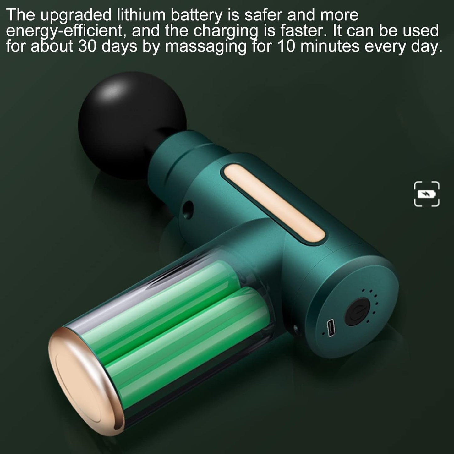 Handheld Muscle Massage Gun Deep Tissue Percussion Muscle Massager Gun Cordless Electric Massagers Neck Back with Massage Head for Workout Relaxation Sore Muscle and Stiffness,Black