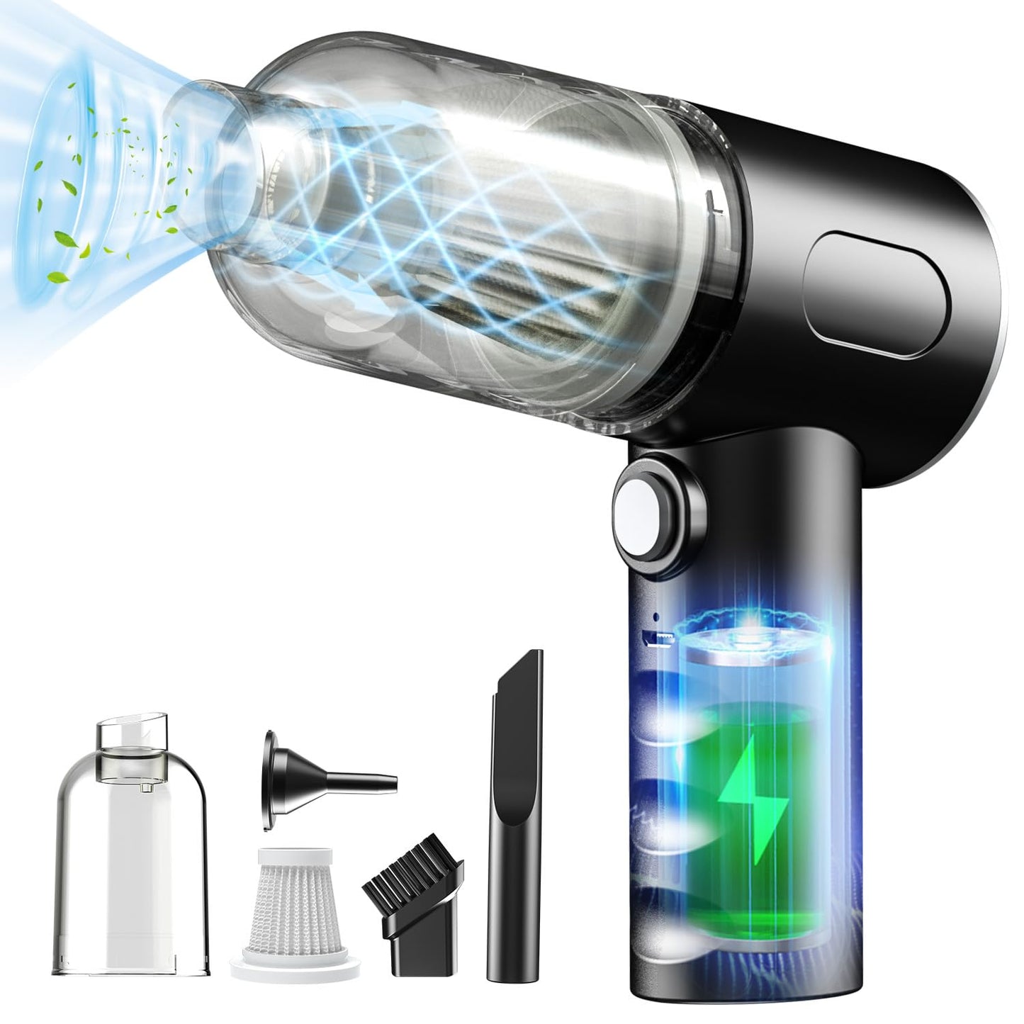 3 in 1 Car Vacuum Cleaner, 12000PA High Power Handheld Vacuum Cordless Portable Mini Vacuum Cleaner Car Accessories, Compressed Air Duster Keyboard Cleaner for Car,Desktop,Pet Hair Cleaning