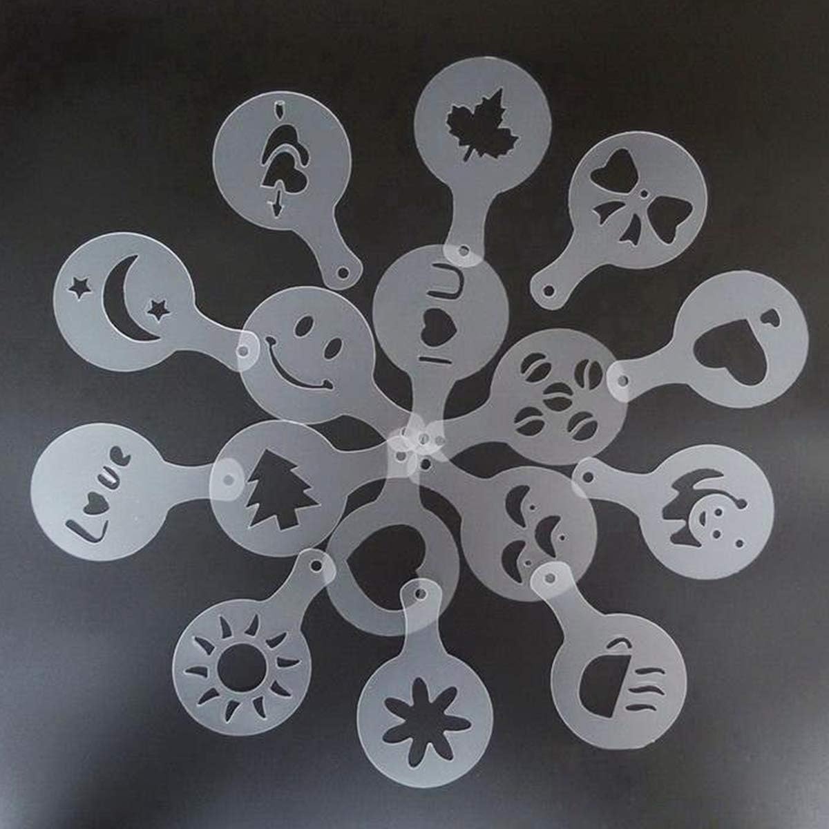 16Pcs/Set Coffee Stencil Cafe Barista Tools Latte Art Maker Cappuccino Decor Pattern Mold Coffee Making Accessories