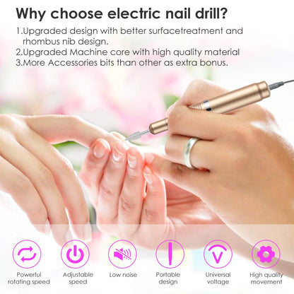 Electric Nail Cutter, 20,000 rpm, 11 in 1 Professional Nail File, Electric Pedicure Set, Manicure Set, Continuous Speed for Nail Studio, DIY Manicure, Acrylic, Gels, Callus Removal