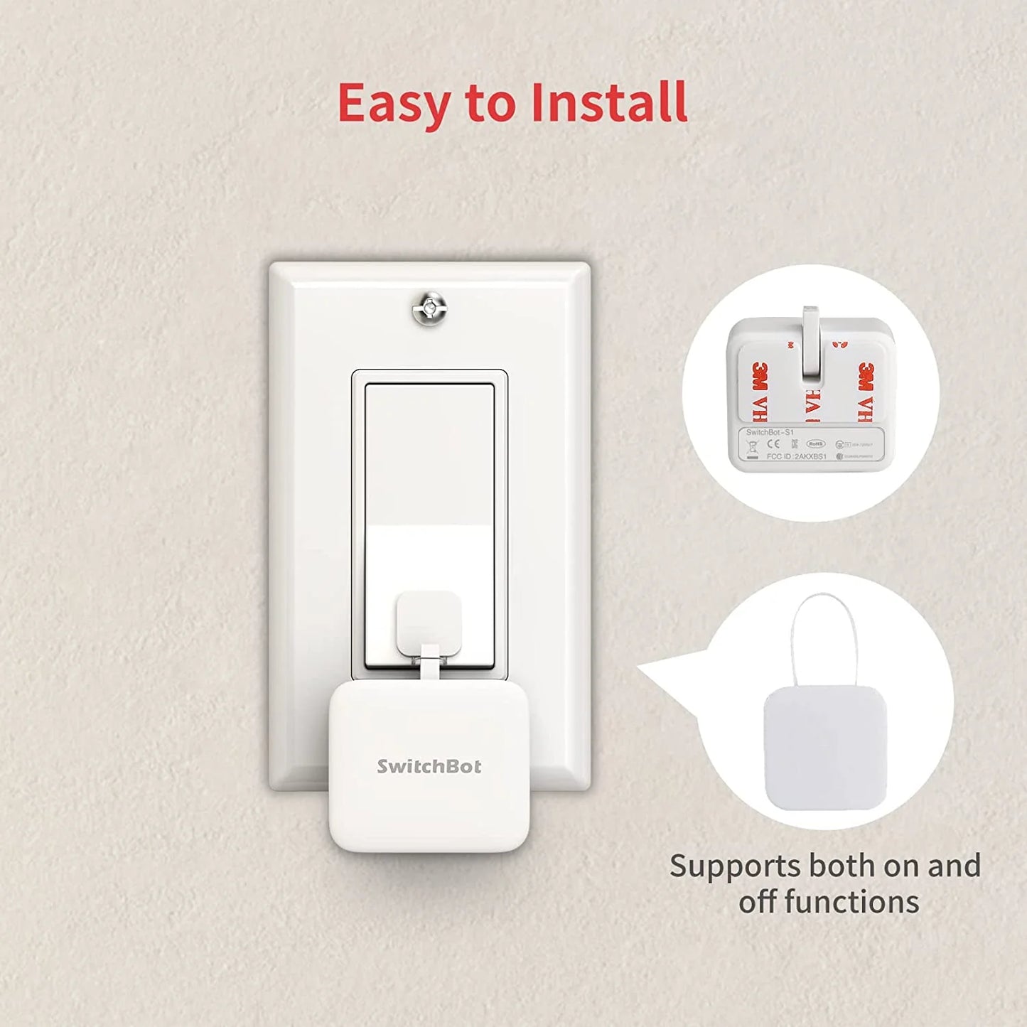 SwitchBot Smart Switch Button Pusher - Fingerbot for Automatic Light Switch, Timer and APP Bluetooth Remote Control, Works with Alexa, Google Home, HomeKit When Paired with SwitchBot Hub (White)