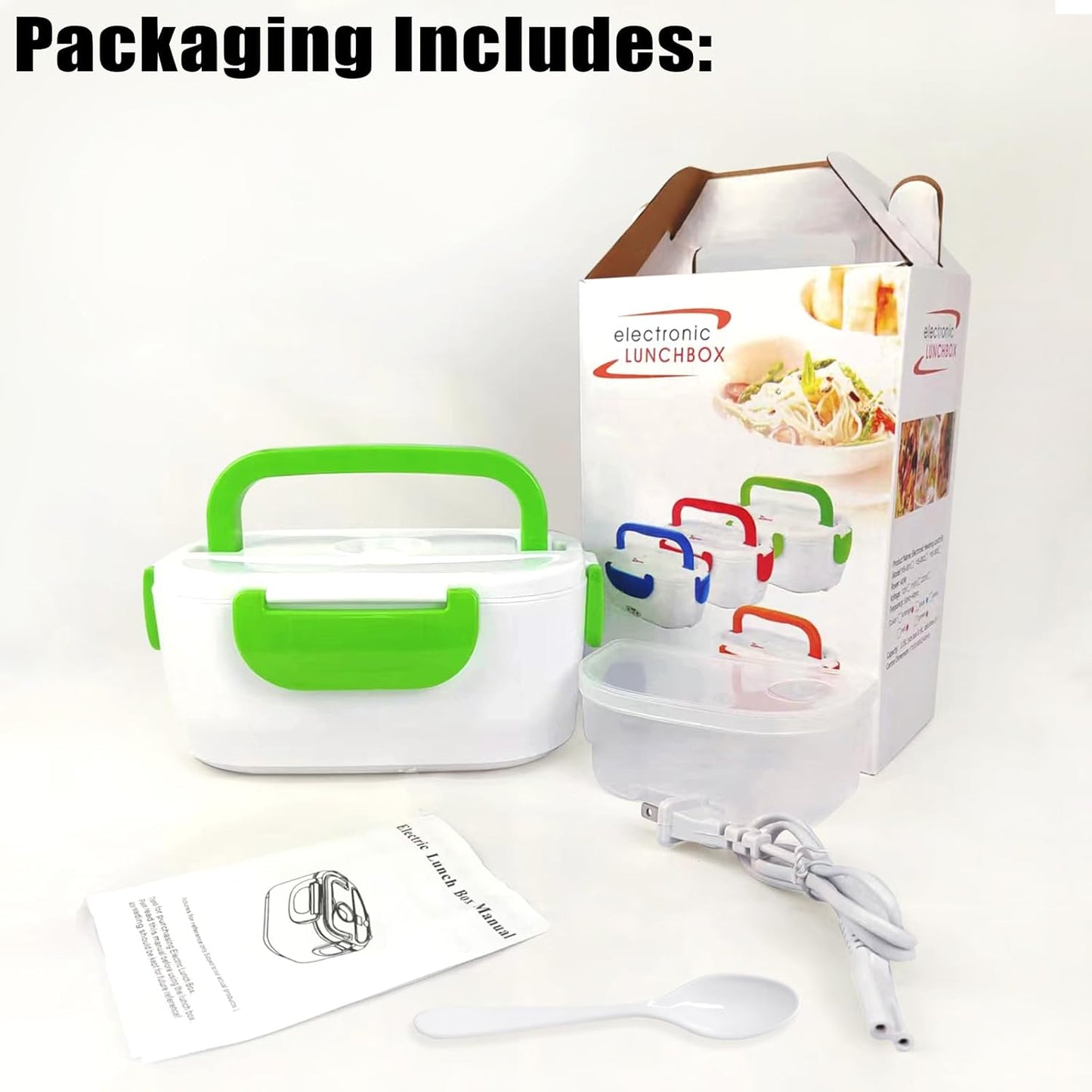 Electric Lunch Box 220V Food Heating Lunch Hot Box Portable Insulated Bento Box Electric Lunch Container for Office Travel Home (Green)