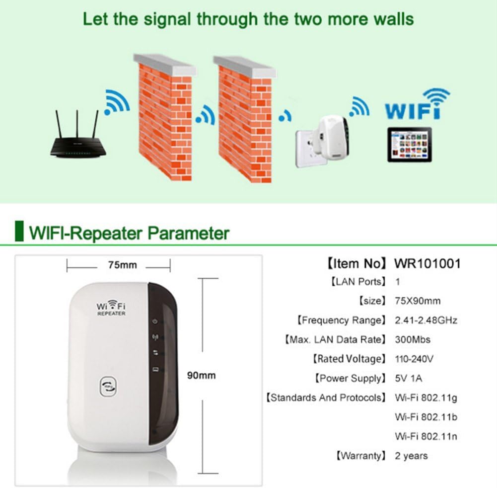 WiFi Repeater, TFBS 300Mbps Wireless WiFi Range Extender AP Signal Repeater Amplifier 802.11 N/B/G Mini Portable Signal Booster 360 Degree WiFi Coverage to Smart Home & Alexa Devices