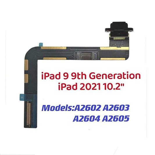 Dock Connector Replacement Compatible with iPad 9 9th Gen 2021 10.2" A2602 A2603 A2604 A2605 (Black) Charging Port Replacement Assembly Flex Cable