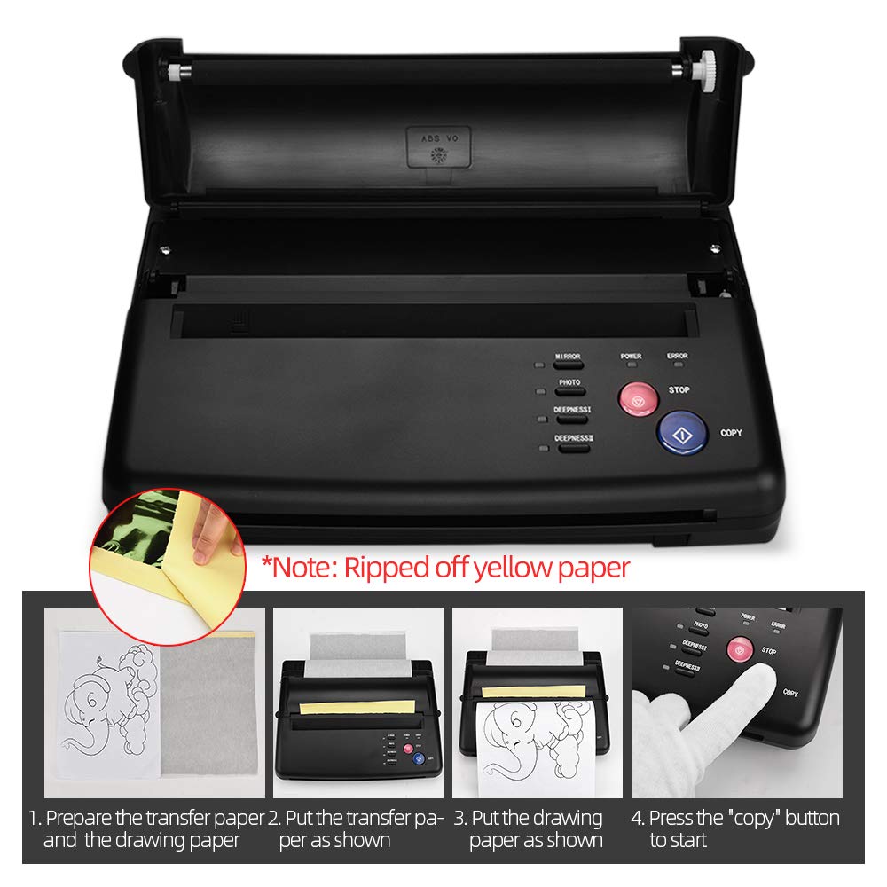 Sacnahe Tattoo Transfer Stencil Machine Copier Printer Thermal Tattoo Kit Copier Printer Black (2023 Update Version)