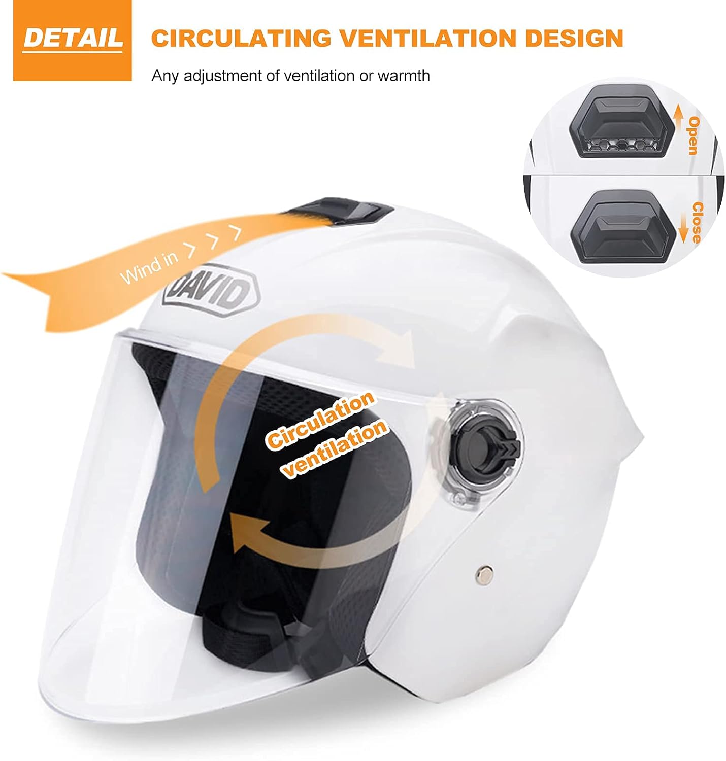 David 021 Adult Motorcycle Helmet Stylish Half Open Helmet With Goggles Motorbike Helmet Impack Restance Ventilation Helmet To Protect The Road Safety Of User