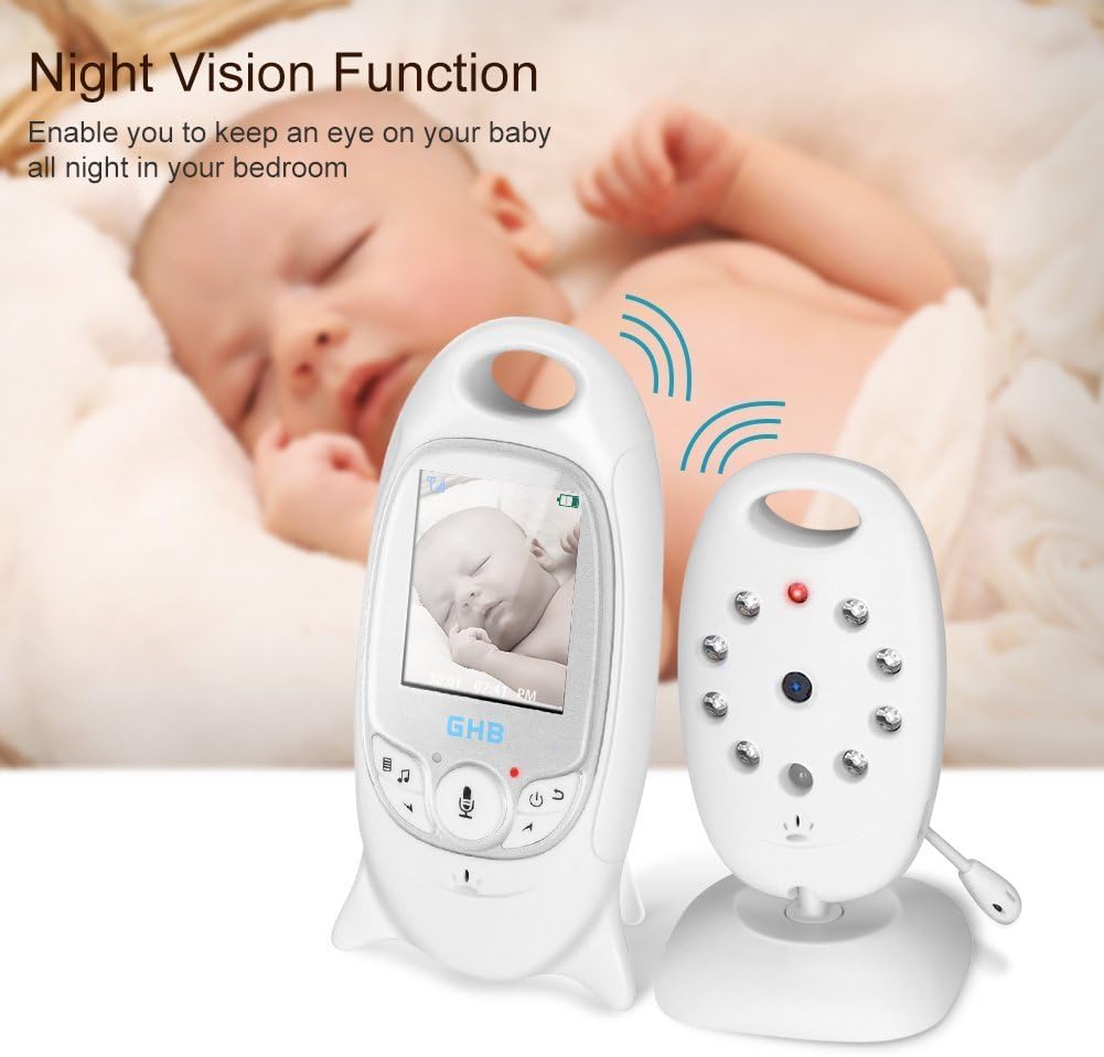 GHB Baby Monitor Video Baby Monitor with Camera Wireless Baby Monitor 2.0" LCD Display Baby Lullaby Night Vision Temperature Monitoring 2 Way Talk