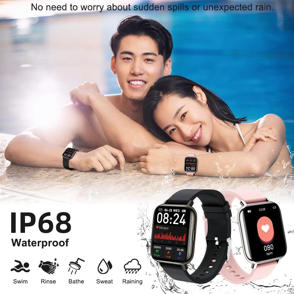 Smart Watch Men Women, Smart Watch 1.69" Smart Watch with Pedometer Sleep Heart Rate Monitor, IP68 Waterproof, 24 Sports, Message Notifications, Motast Fitness Tracker for Android iOS [Energy Class A+++ ]