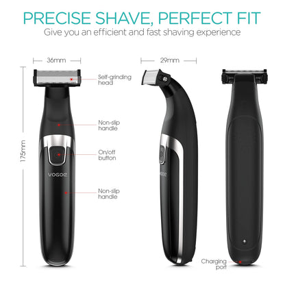 VOGOE Beard Trimmer for Men Electric Shaver for Mustache Body Head All-in-One Cordless Groomer Hair Clippers and Adjustable Facial Grooming kit Rechargeable Waterproof TX100