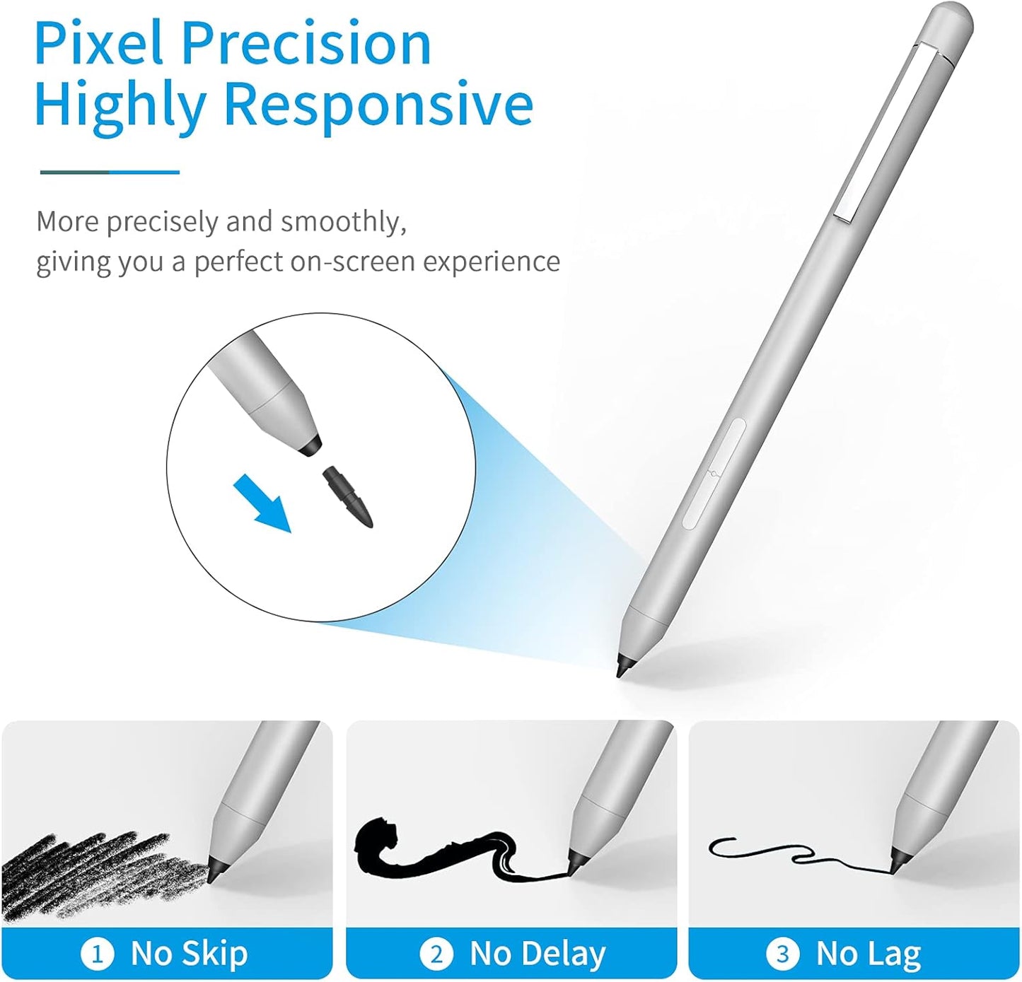 Active Pen for Dell Inspiron 5400/5406/5410/7300/7306/7405/7500/5485/5482/5490/5491/7390/7391/7590/7586/7386/5485, Latitude 3120/7220/3390 (Check Compatible List Before Purchase)