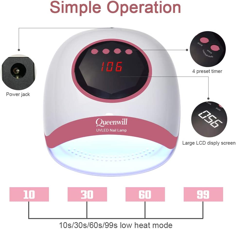 LED UV Nail Lamp for Gel,Professional Nail Dryer Light Smart Auto-sensing with 4 Timer Setting 10/30/60/99S