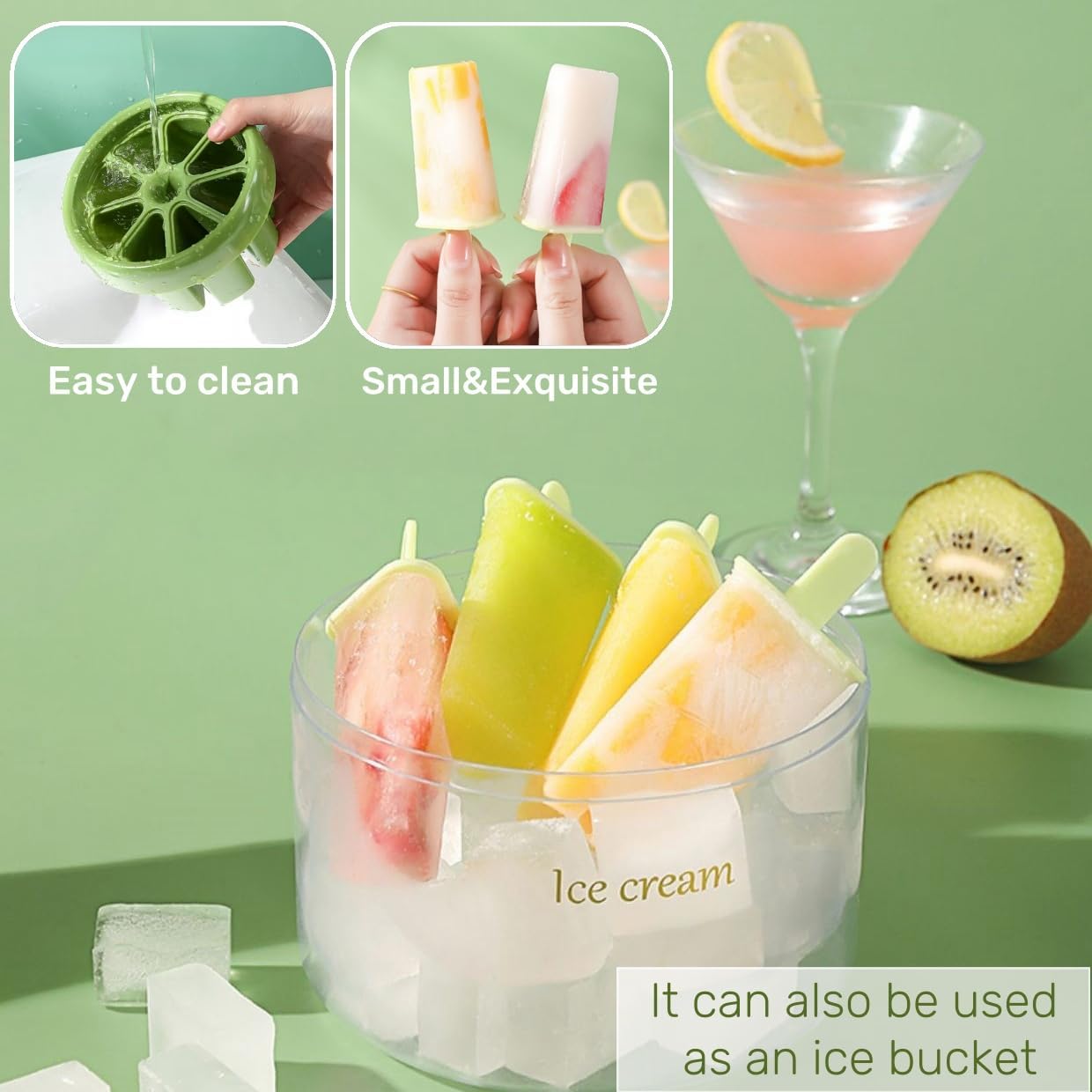 Ice Lolly Molds, 6 Pieces Ice Molds Reusable Pop Molds Set with Lid Sticks and Ice Bucket, DIY Ice Pop Mold, Easy Release BPA Free Ice Cream Mold, Summer 2026