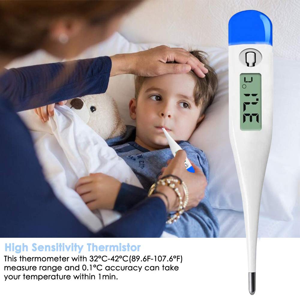 HK-901 | Digital Thermometer | Accurate, Fast, Easy to Read Digital Body Thermometers Adult Medical Digital LCD Temporal Thermometer Oral, Rectal, Underarm Thermometer Waterproof Basal Thermometer for Adults, Baby or Kids or Pets