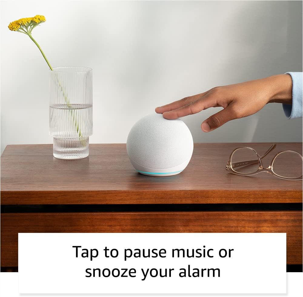 Amazon Alexa Echo Dot (5th Gen) Vibrant sounding Alexa speaker, Great for bedrooms, dining rooms and offices, (newest model) Glacier White