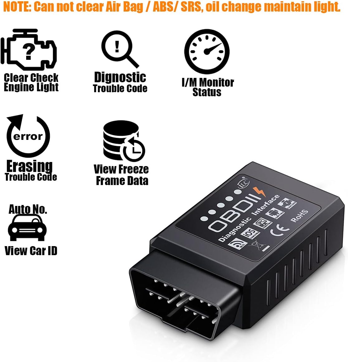 iLC OBD2 OBD Wireless Car Code Reader Scan Tool - Connects Via WiFi With Any IOS, Android & Windows Device -Features A 3000 Code Database