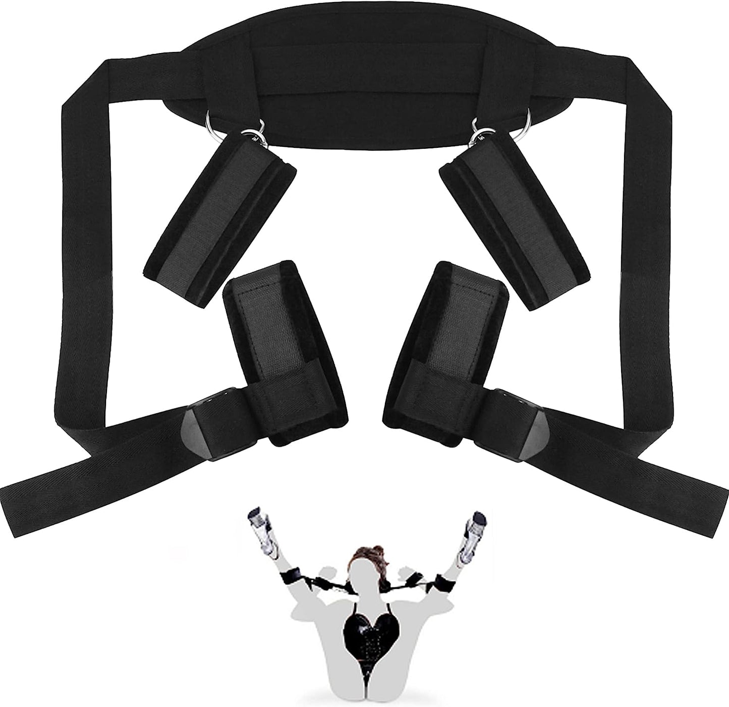 BDSMS Bed Restraints Kit Sex Toys Wrist Leg Restraint Straps Hand & Ankle Cuffs Adults Bed Sex Bondage Restraints Set Sex Play for Couples