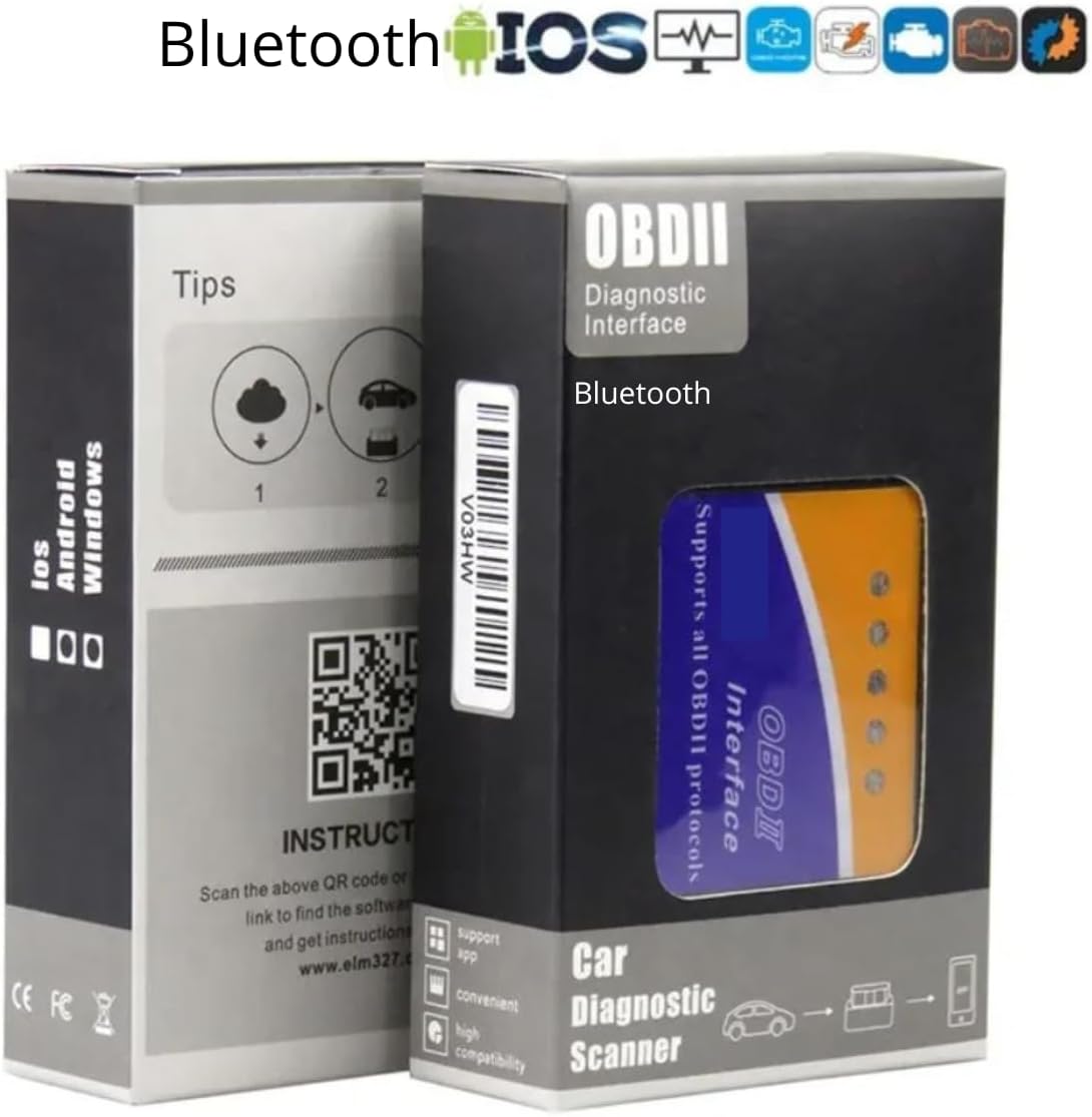 ELM327 OBD2 OBD2 OBD2 Bluetooth Diagnostic Scanner, OBD Scanner, OBD Diagnosis, Multi Brand Compatible with iOS Android Windows Devices