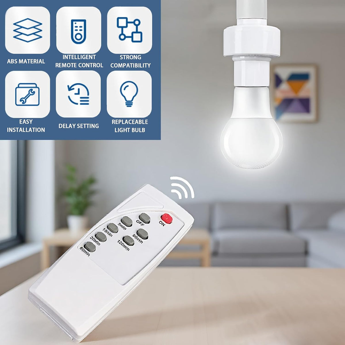 Wireless Remote Control Bulb Socket E27 Socket Control Lamp Holder Remote Control Lighting Socket Wireless Remote Control Socket Timer Setting Infrared Remote Control No Construction Required