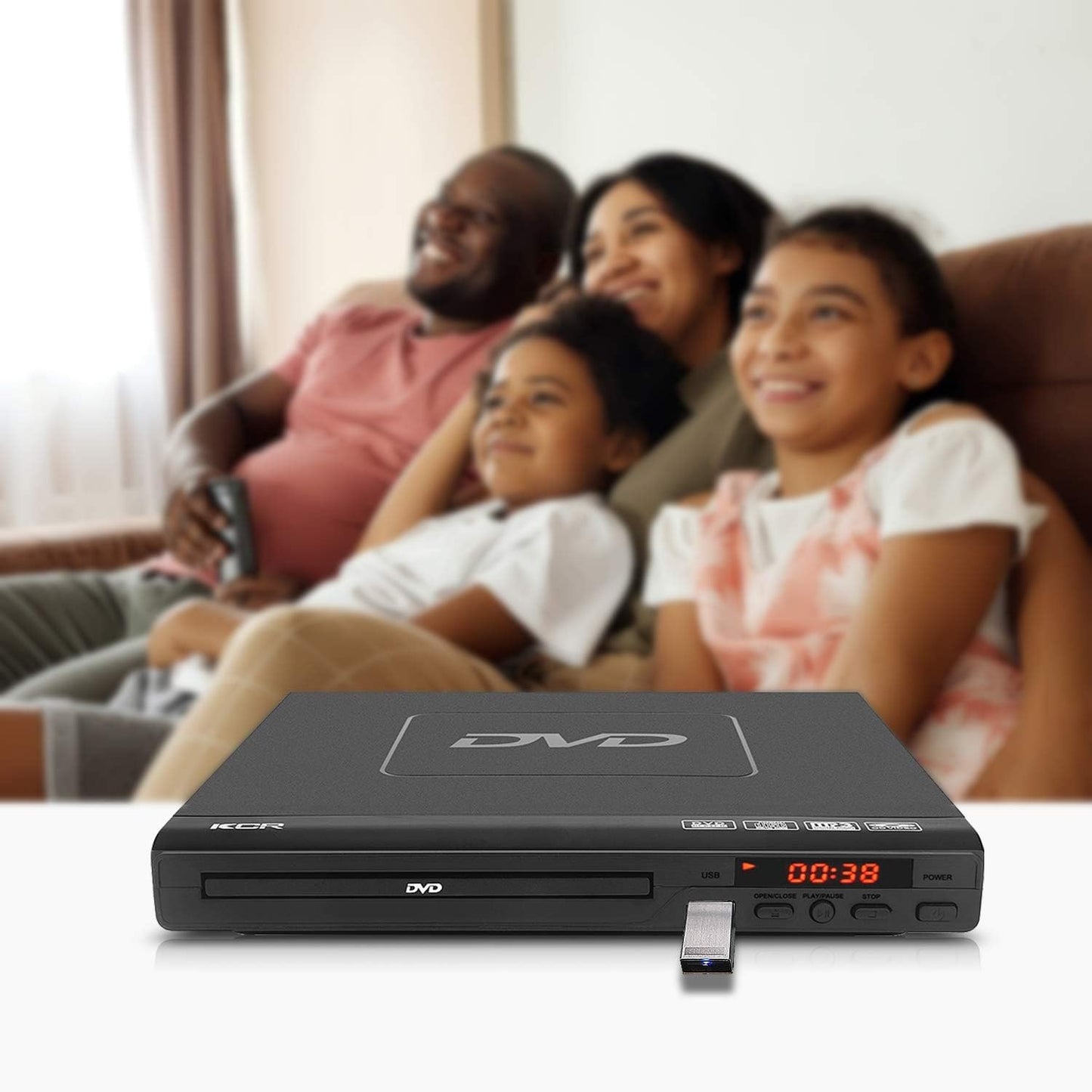 KCR DVD Player for TV, DVD/CD/MP3 with USB Port, HDMI and AV Output (HDMI and AV Cable Included), Remote Control