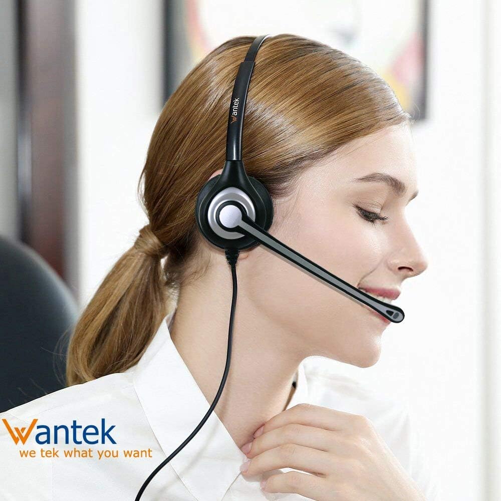 Wantek Cell Phone Headset with Microphone Noise Cancelling, Wired 3.5mm Computer Headphone for iPhone Samsung Android PC Laptop Tablet Skype Call Center Home Office, Ultra Comfort(F602J35)