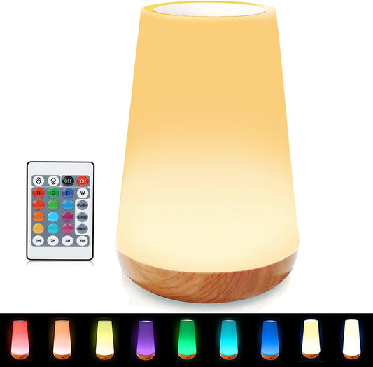 LED Bedside Lamp, Children's Night Light, Mood Light, Touch, Dimmable, RGB 13 Colour Changing, Portable Atmosphere Table Lamp with Remote Control & USB Charging Function for Baby Bedroom, Room,