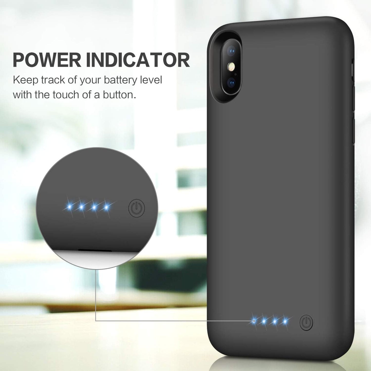 Feob Battery Case for iPhone Xs max, Upgraded 7800mAh Portable Charging Case Extended Battery Pack for iPhone Xs Max [6.5 inch] Protective Charger Case - Black