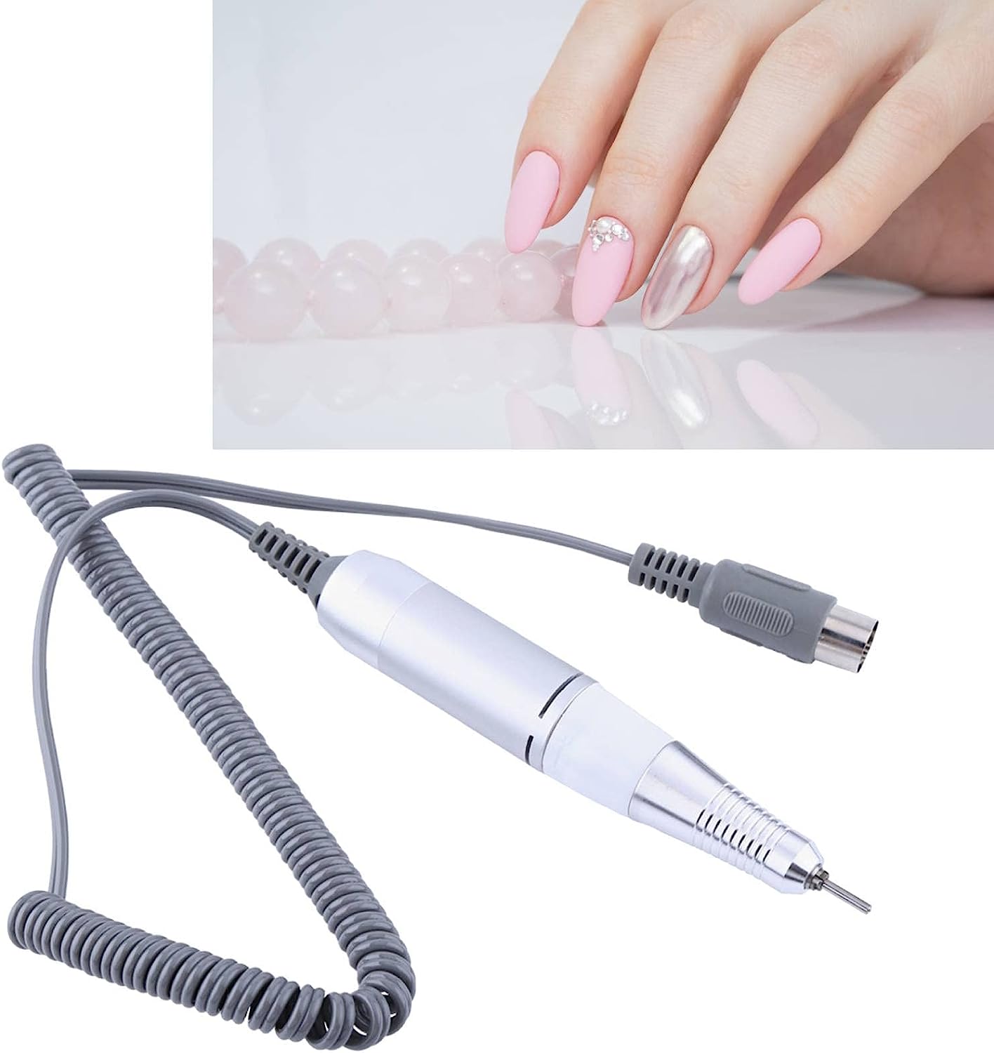 Nail Drill Handle Professional Metal Electric Art Nail Drill Handpiece Manicure Pedicure Machine Pen Replacement Handle Grinder Polish Tool Shank Hand Piece