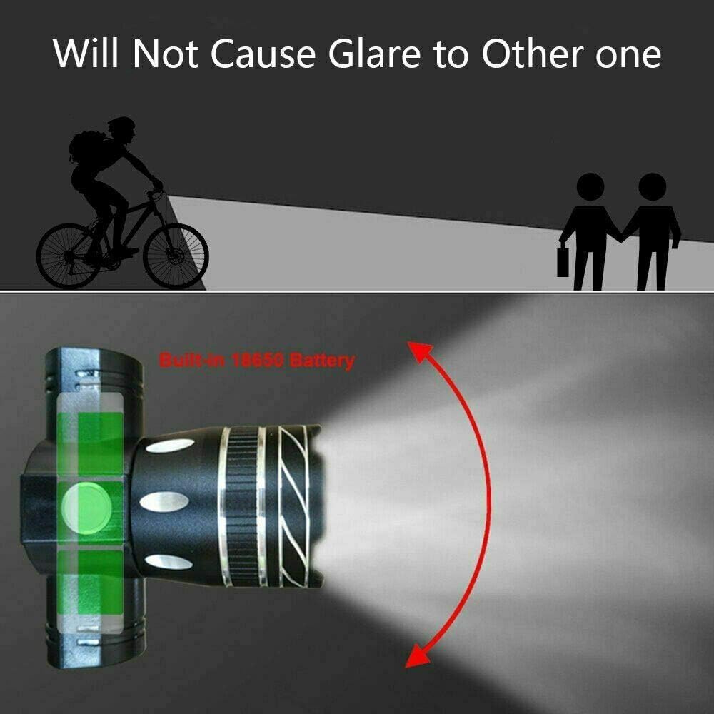 Bicycle Bike Headlight, USB Rechargeable 360° 15000LM LED MTB Bicycle Front Head Lights USB Charging Cycling Mountain Lamp Anti Rainy Riding Equipment Accessories Flashlight