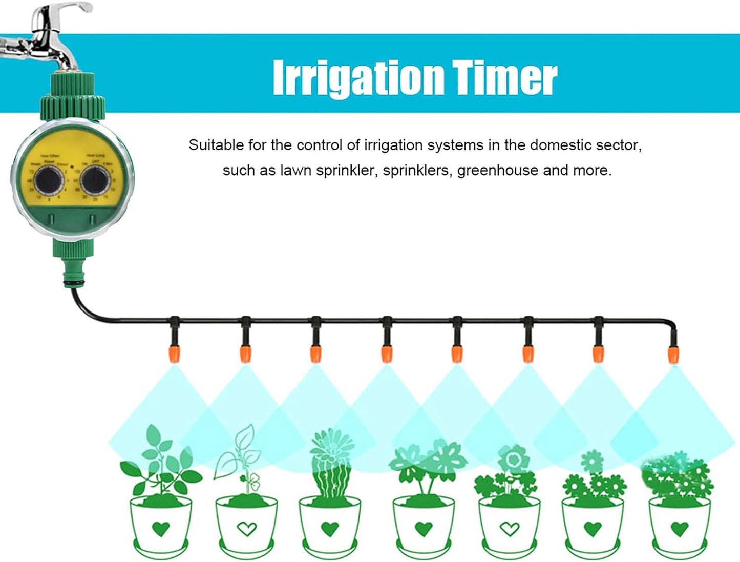 TOPINCN Irrigation Timer, Electronic Water Timer Two Dial Automatic Garden Irrigation Controller Programmable Hose Watering Timer