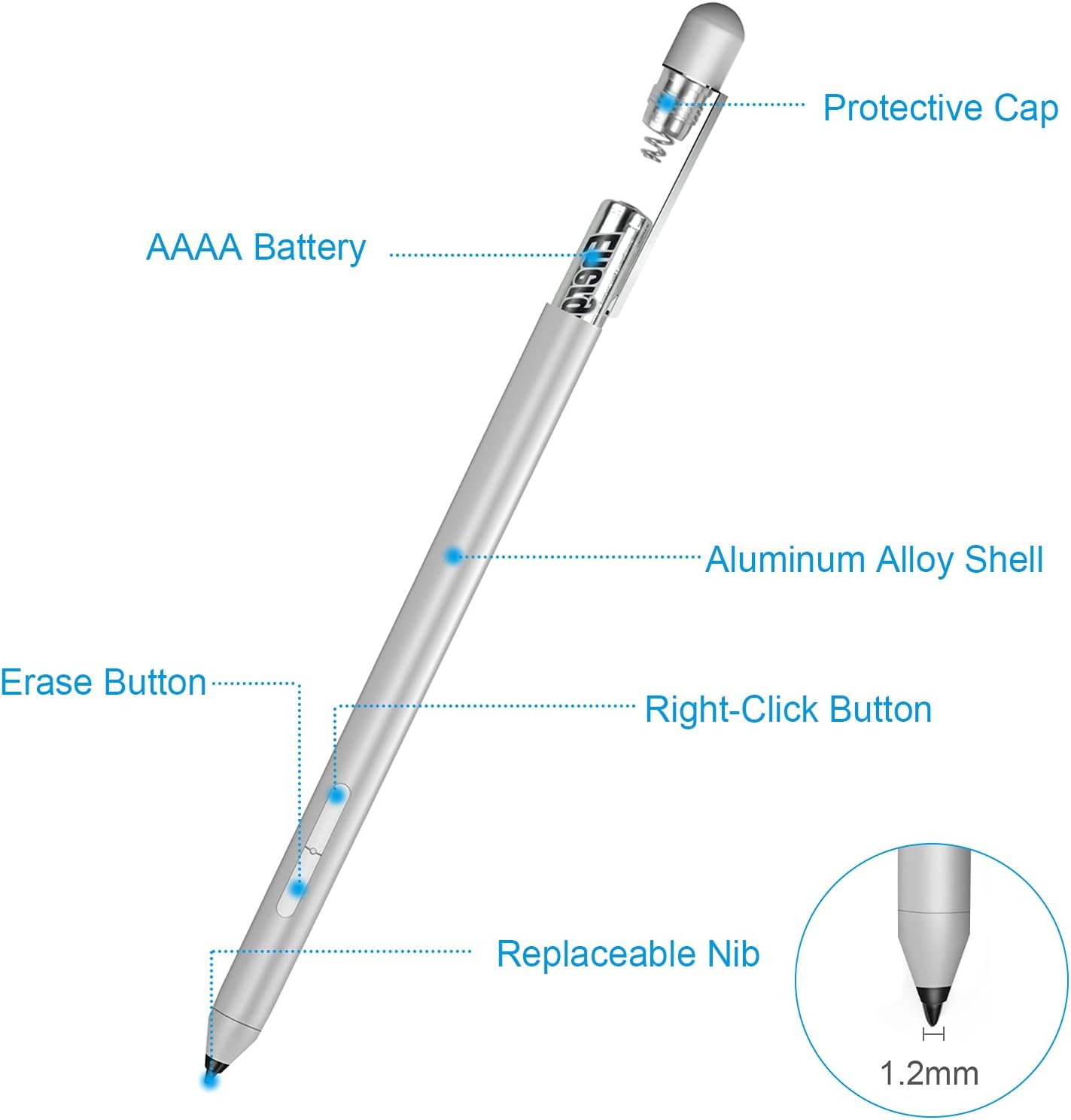 Active Pen for Dell Inspiron 5400/5406/5410/7300/7306/7405/7500/5485/5482/5490/5491/7390/7391/7590/7586/7386/5485, Latitude 3120/7220/3390 (Check Compatible List Before Purchase)