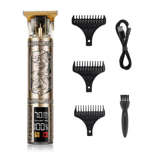 T9 Hair Clipper Electric Clipper Hairdressing USB Electric Three-Speed Speed Adjustment Large-Screen Power Display Metal Shaver(Three-Speed Dragon)