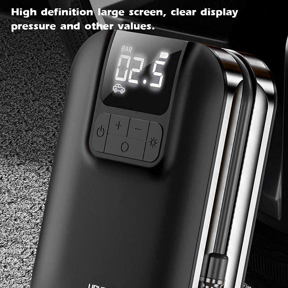 USAMS Inflator Pump Car Air Compressor Digital Tire Pressure Detection 5000mAh Portable Auto Tire Pump for Car Bike Motorcycle