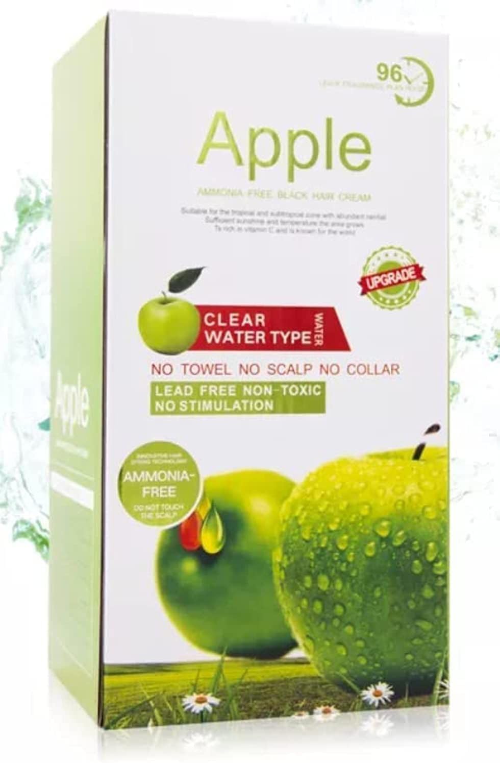 Apple Hair Color Ammonia-Free Black Hair Dye Cream 500ml + 500ml | Natural Black Hair & Beard Color with Apple Extract | 96H Long-Lasting Fragrance