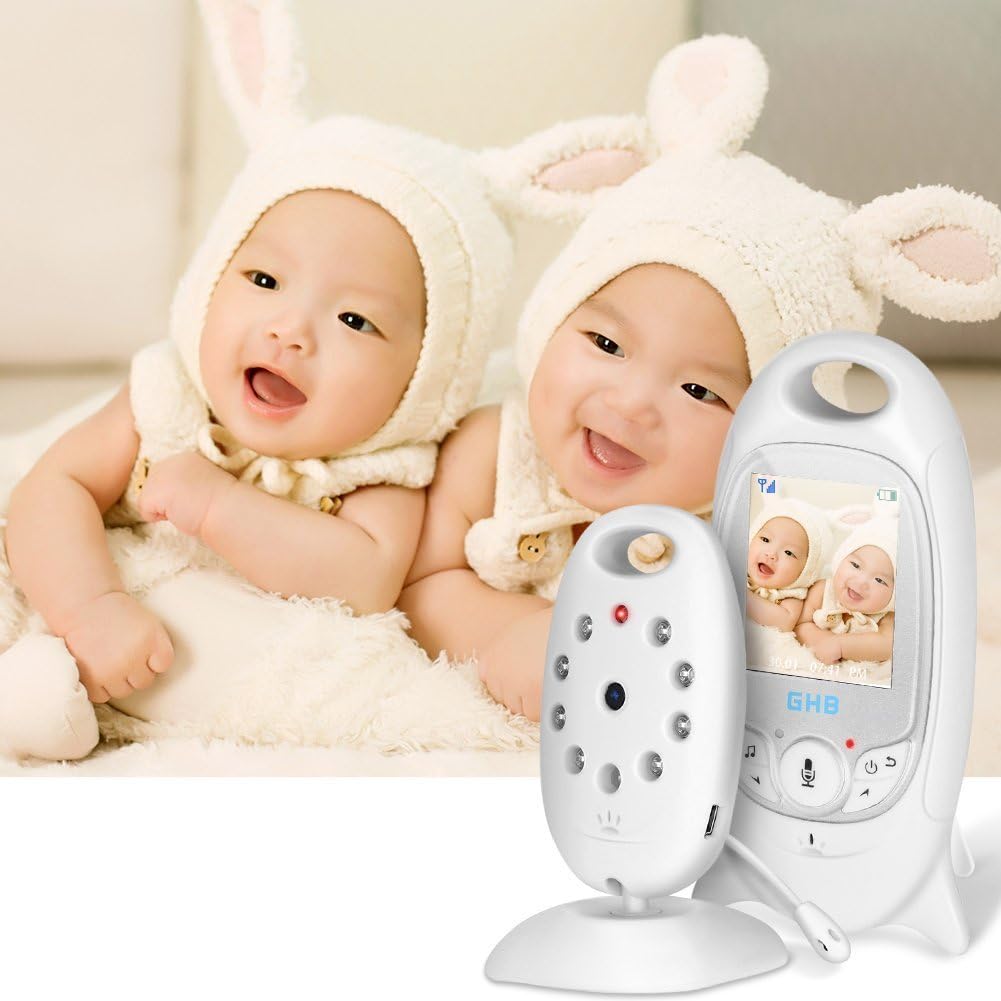 GHB Baby Monitor Video Baby Monitor with Camera Wireless Baby Monitor 2.0" LCD Display Baby Lullaby Night Vision Temperature Monitoring 2 Way Talk